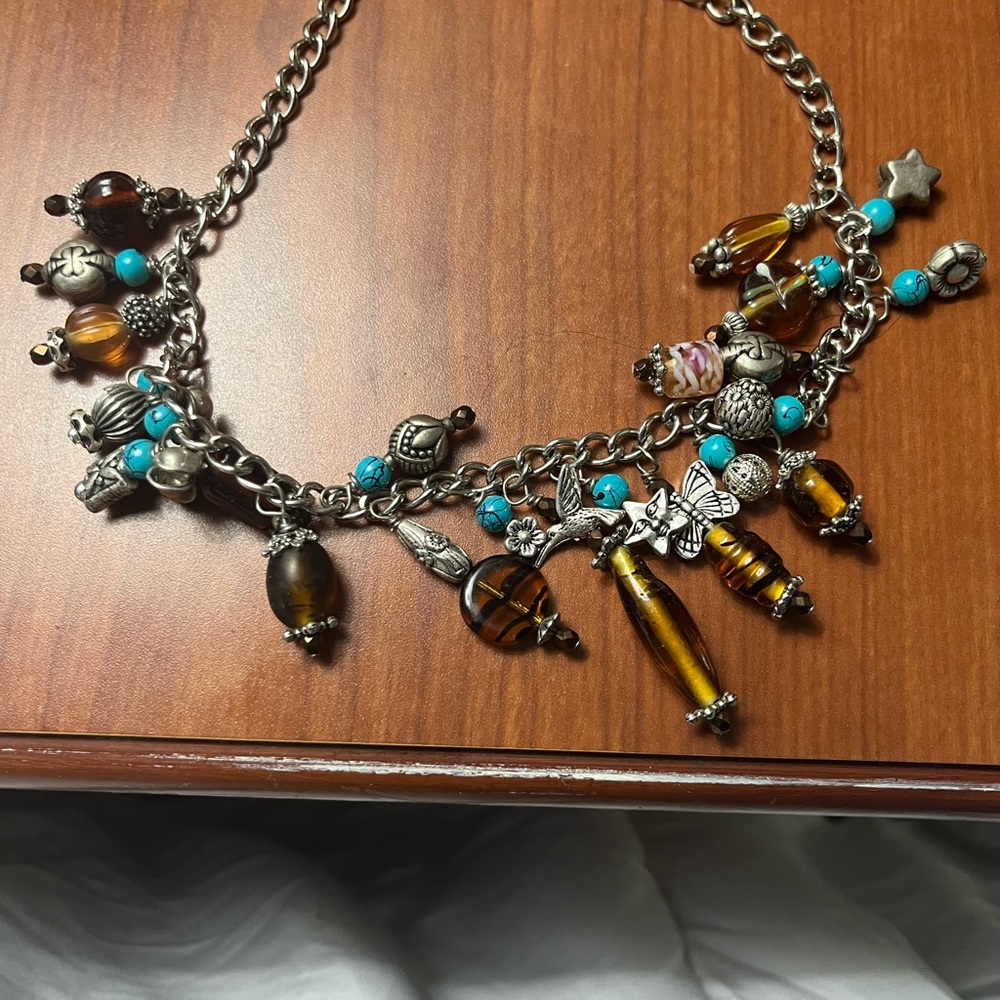 Charming Silver and Turquoise Beaded Necklace